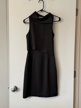 KEEPSAKE Black Satin Sleeveless Tailored Dress - XS